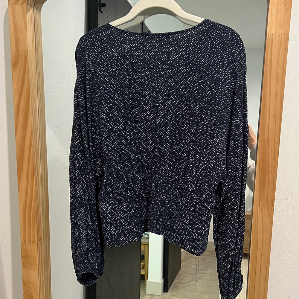Abercrombie & Fitch Dark Blue Blouse with White Dots - Picture 7 of 7